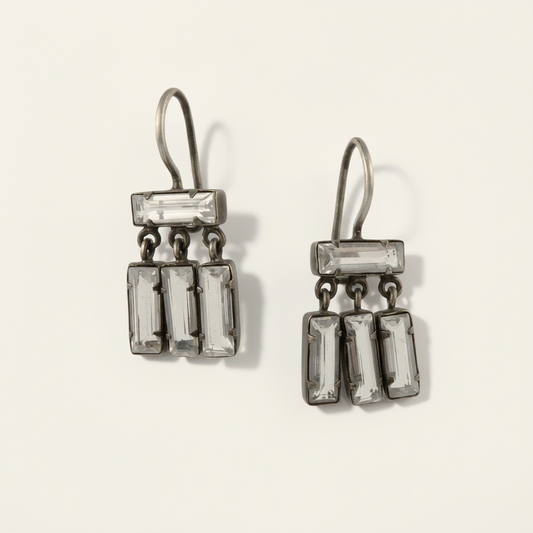 Clear Quartz Baguette Dangle Earrings