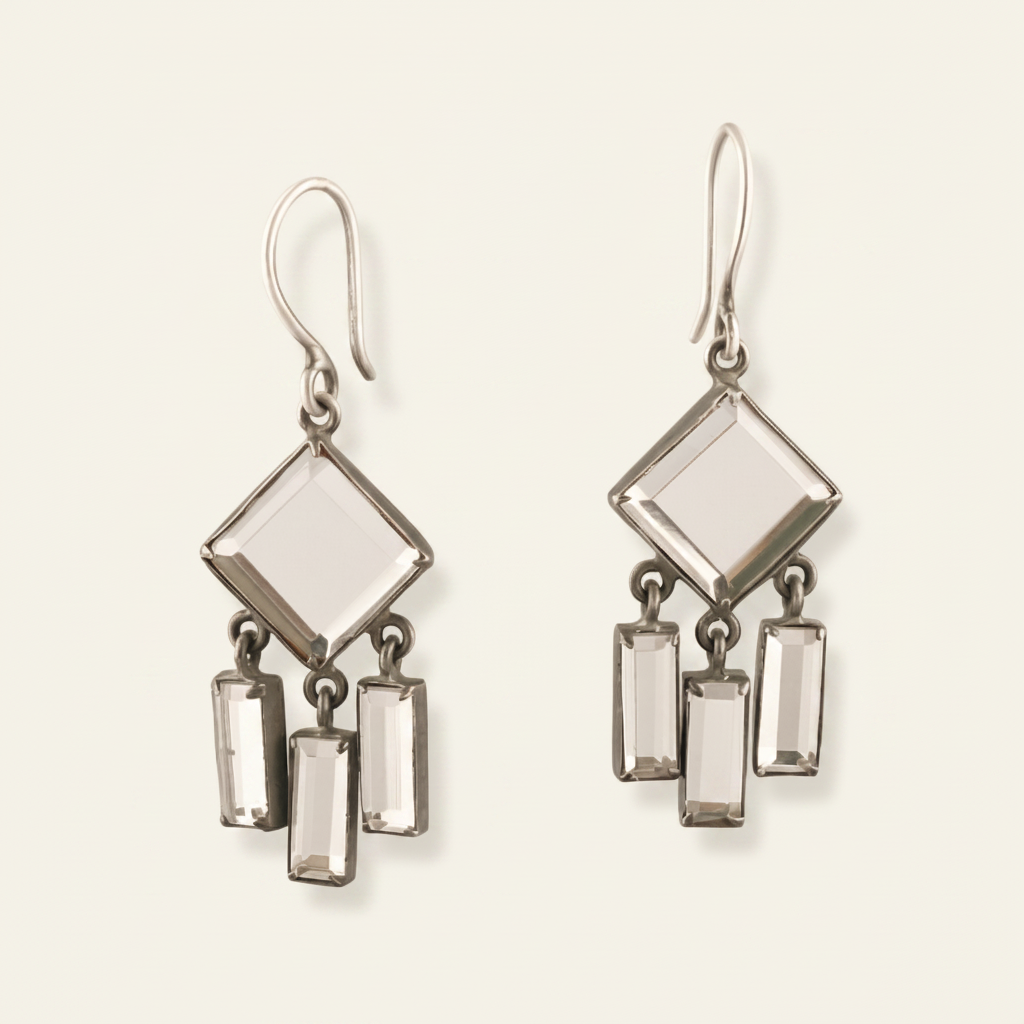 Clear Quartz Deco Chandelier Earrings