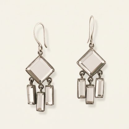Clear Quartz Deco Chandelier Earrings