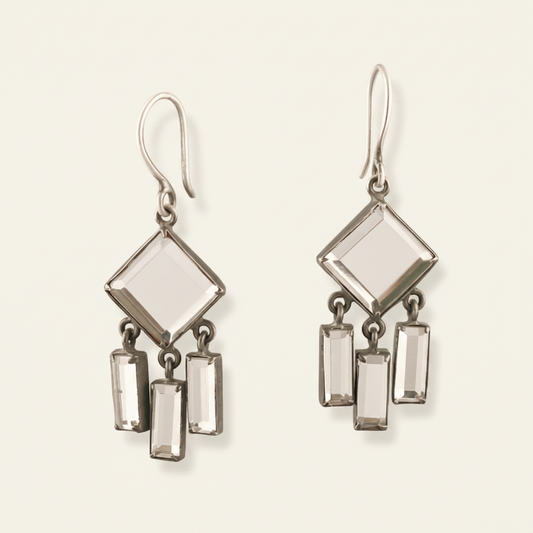 Clear Quartz Deco Chandelier Earrings