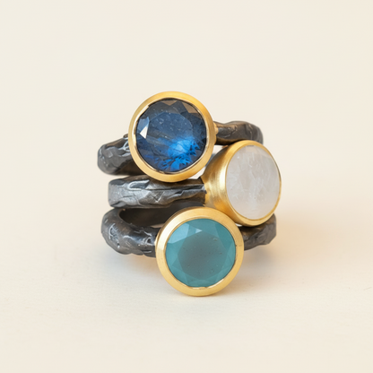 Hammered Band Chalcedony Ring