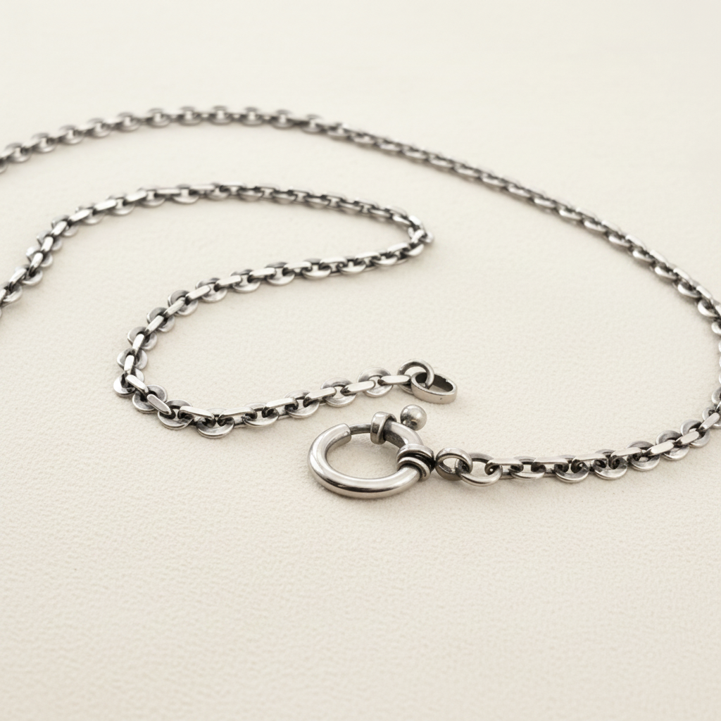 Sterling Silver Charm Chain Necklace - Flat Cable