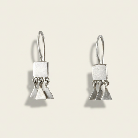 Tiny Square Drops with Triangle Dangle Earrings
