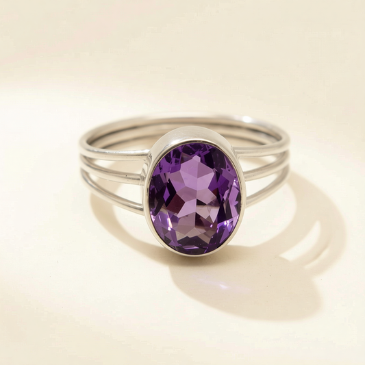 Amethyst Triple Band Ring