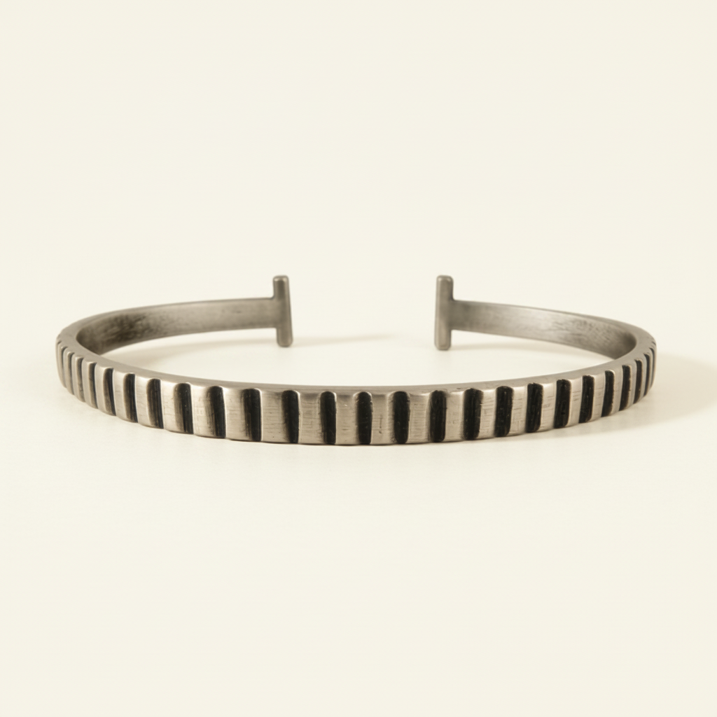 Hand Carved Striped Cuff Bracelet