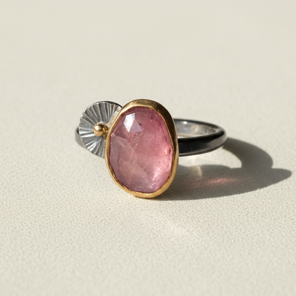 Minimal Handmade Pink Sapphire Guppy Ring