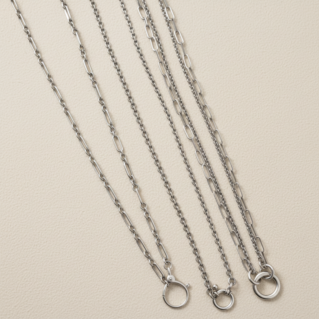 Sterling Silver Charm Chain Necklace - Flat Cable