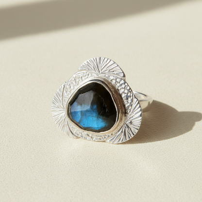 Contemporary Mixed Metal Labradorite Tidepool Ring