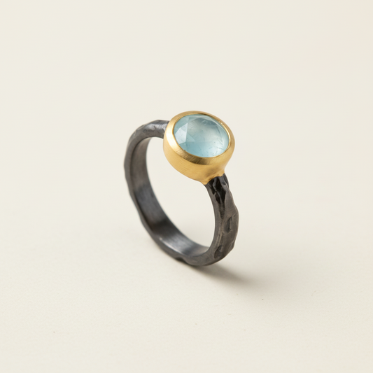 Hammered Band Chalcedony Ring