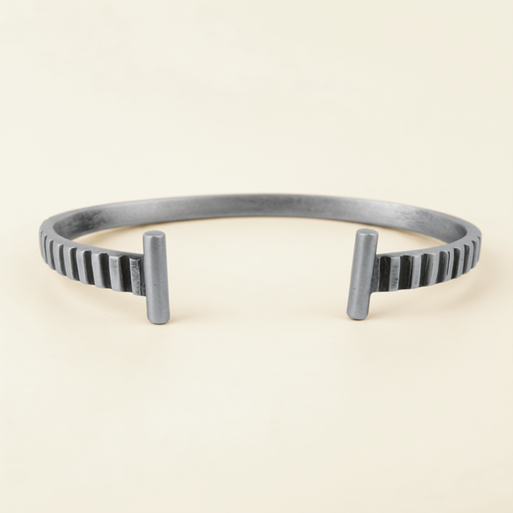 Hand Carved Striped Cuff Bracelet