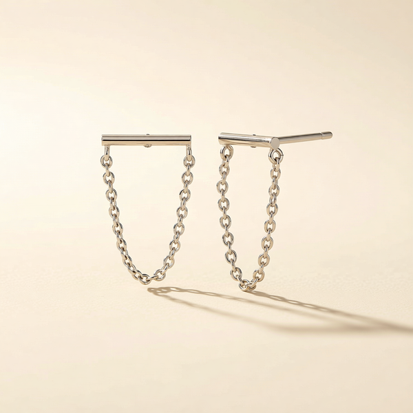 Bar and Chain Stud Earrings