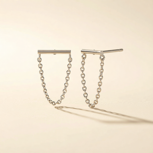 Bar and Chain Stud Earrings
