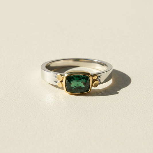 Deep Green Tourmaline Aura Ring
