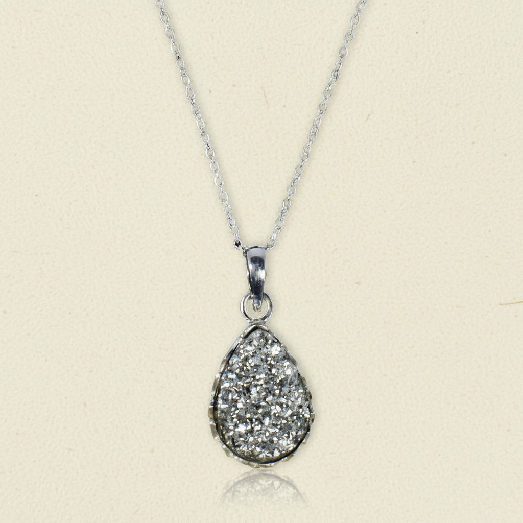 Teardrop Druzy Pendant Necklace