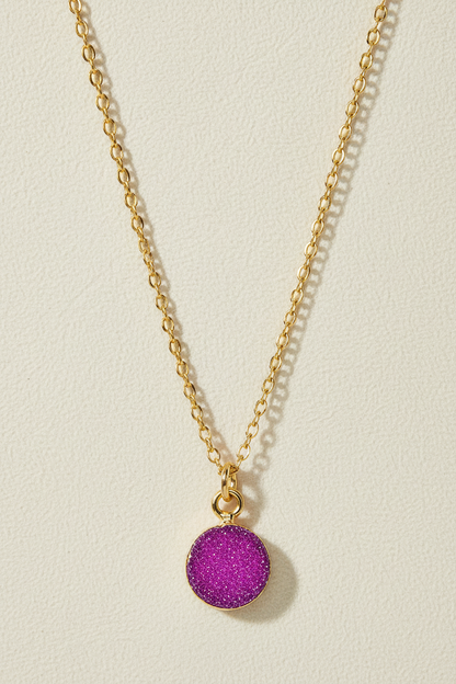 Round Druzy Pendant Necklace