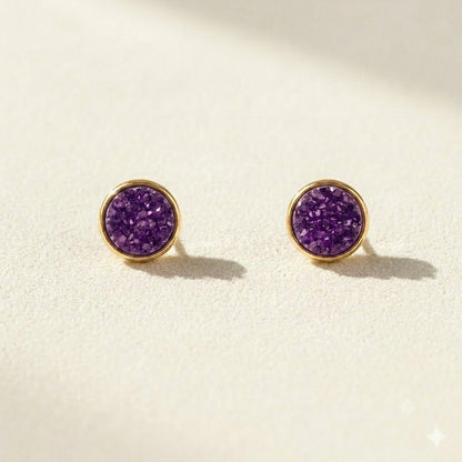 Small Round Druzy Stud Earrings
