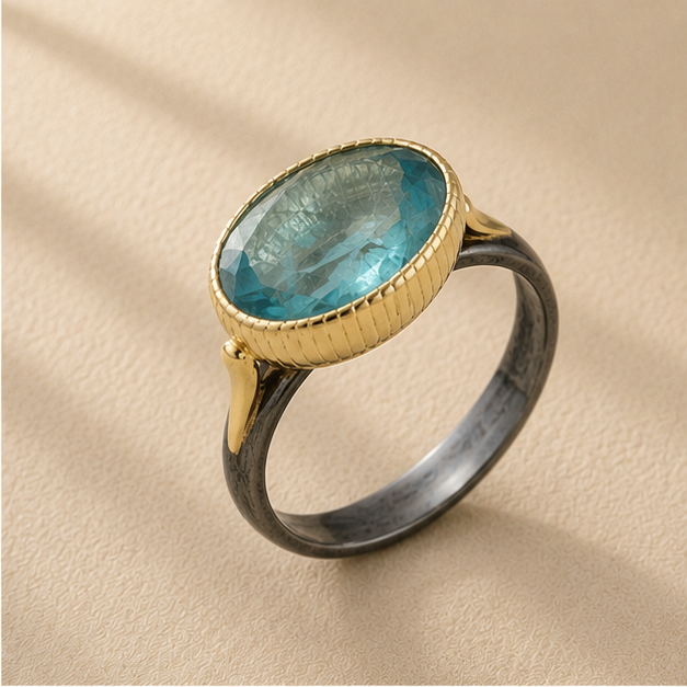 Two-Tone Nefertiti Apatite Ring