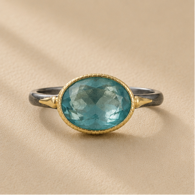 Two-Tone Nefertiti Apatite Ring