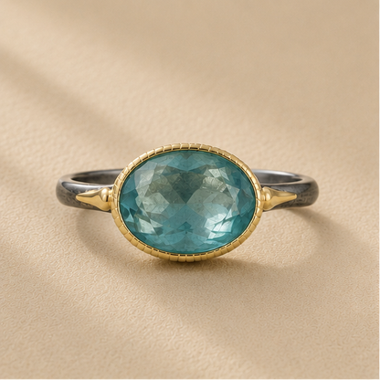 Two-Tone Nefertiti Apatite Ring