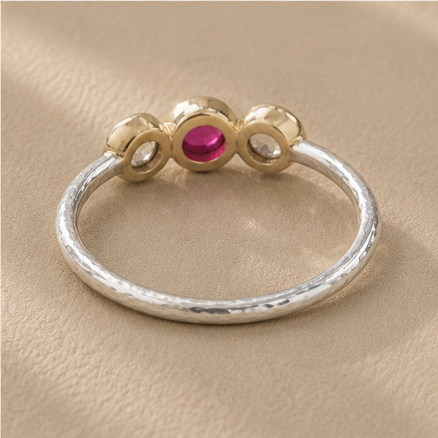 Delicate Ruby & Diamond Circles Ring