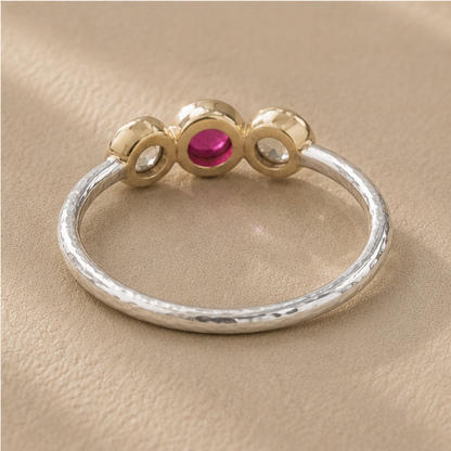 Delicate Ruby & Diamond Circles Ring