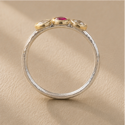Delicate Ruby & Diamond Circles Ring