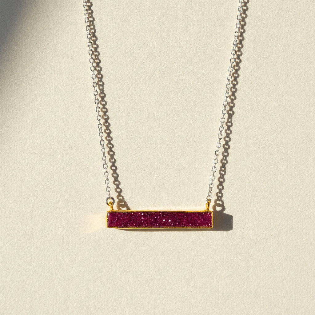 Two-Tone Druzy Bar Necklace