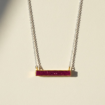 Two-Tone Druzy Bar Necklace