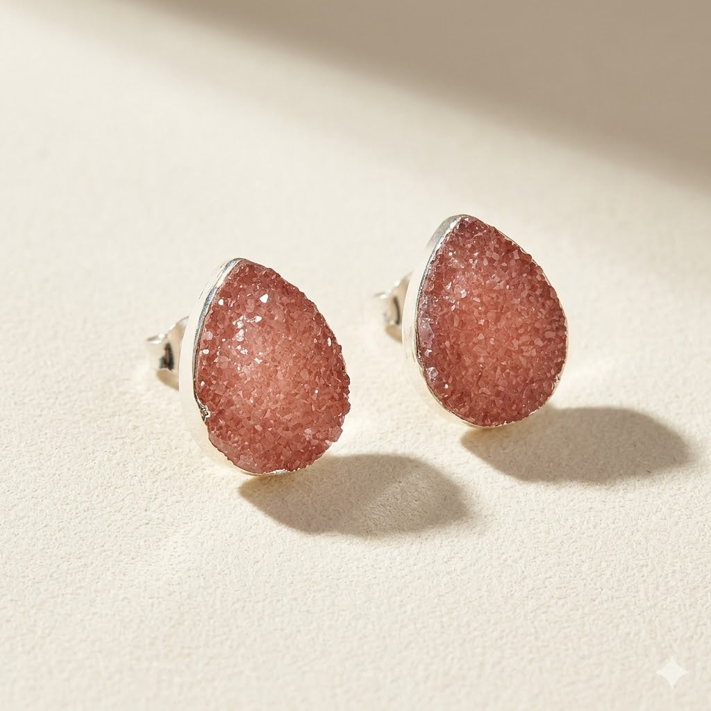 Teardrop Druzy Stud Earrings