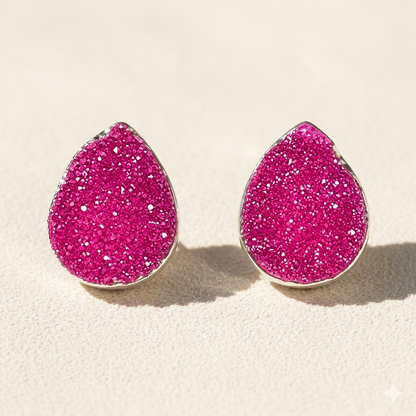 Teardrop Druzy Stud Earrings