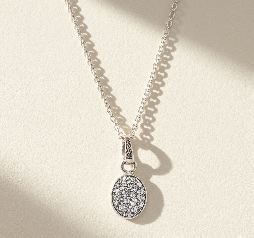 Oval Druzy Pendant Necklace