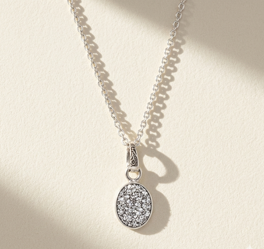 Oval Druzy Pendant Necklace